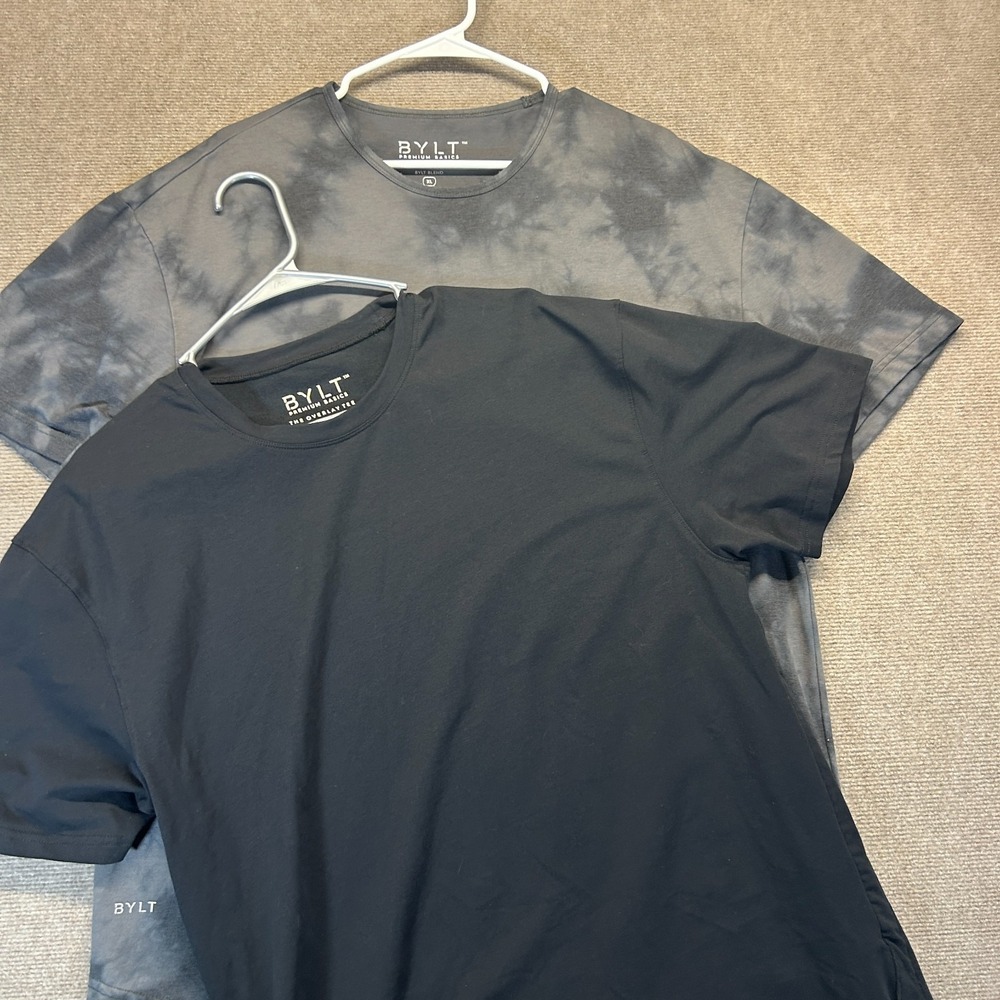 BYLT Lot of 2 T Shirts Men's XL Premium Basics Cloud Dye Bylt Blend + Overlay